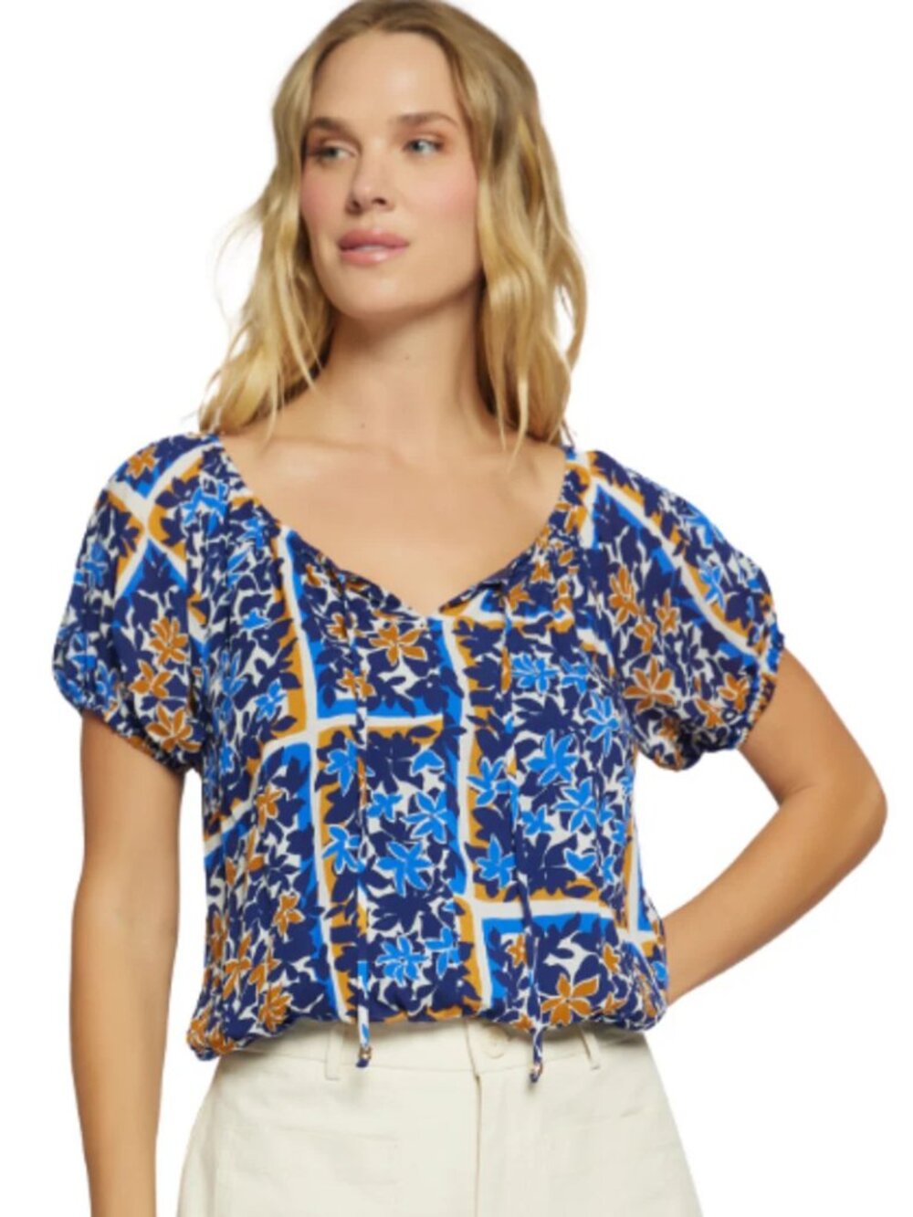 NWT New Lost + Wander Sorrento Romance Blue Floral Top Size M
